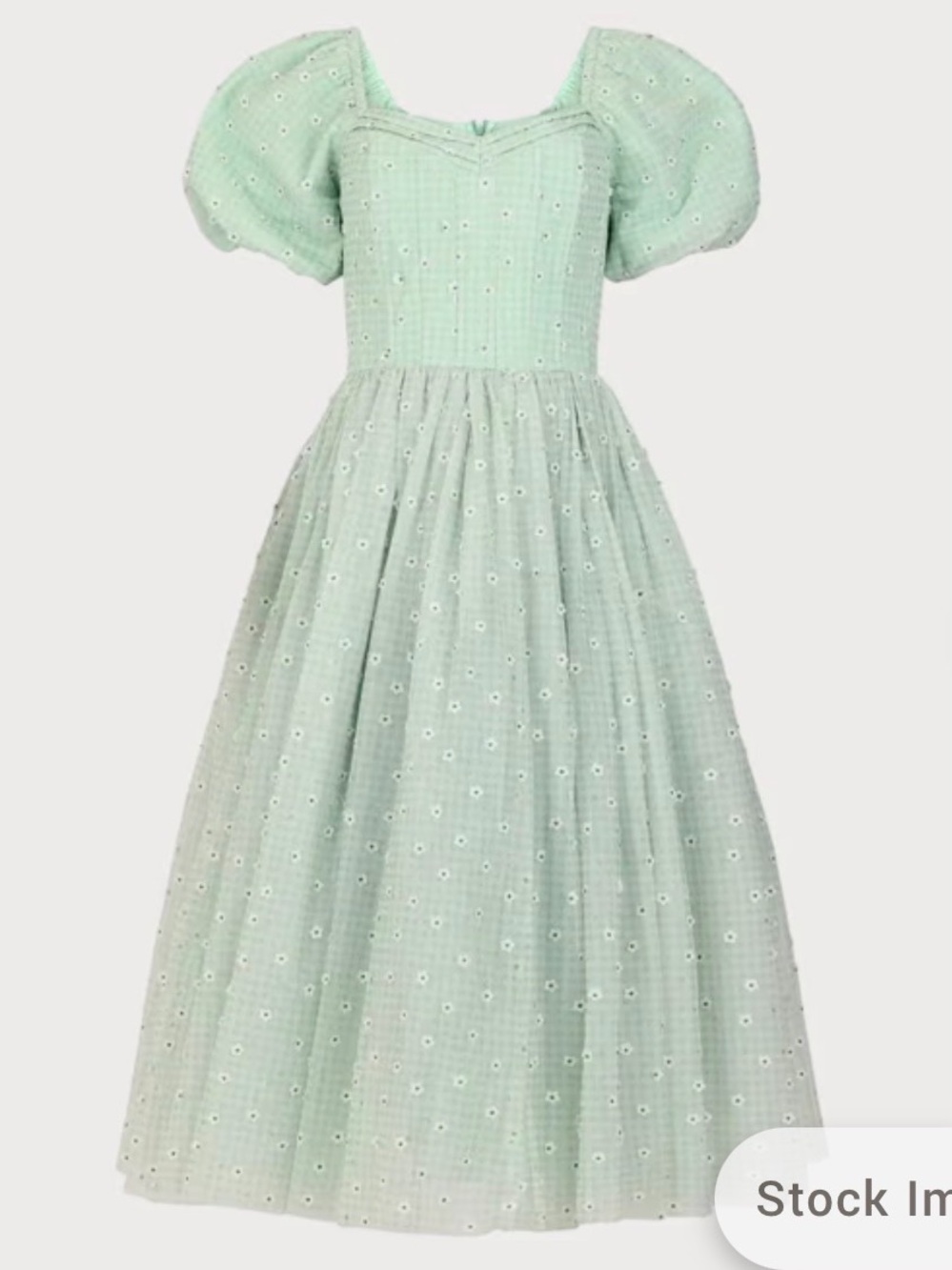 JessaKae Spring Meadow Dress Size Small Mint Green Puff-Sleeve Midi Dress